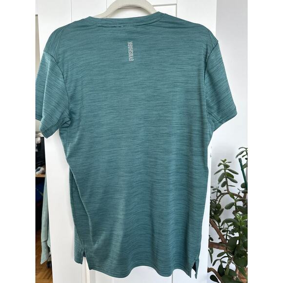 Men's GYMSHARK Speed Short Sleeve Shirt, Size M, Teal Blue/Green, EUC - Picture 3 of 4